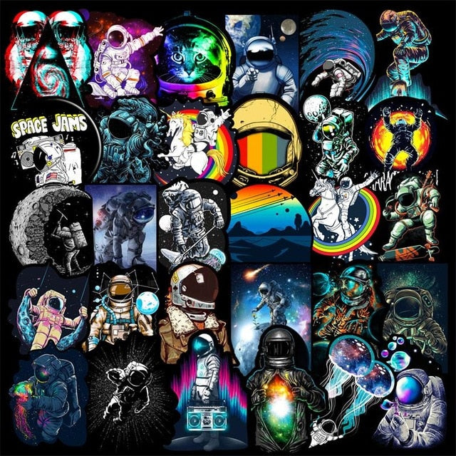 50 Pcs Outer Space Stickers for Laptop Car Motorcycle Skateboard Fridge Luggage Backpack Phone Bike Decal Cool Creative Stickers