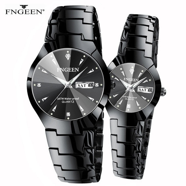 Couple Watches for Lovers Quartz Wristwatch Fashion Business Men Watch for Women Watches Tungsten Steel Coffee Gold Pair Hour