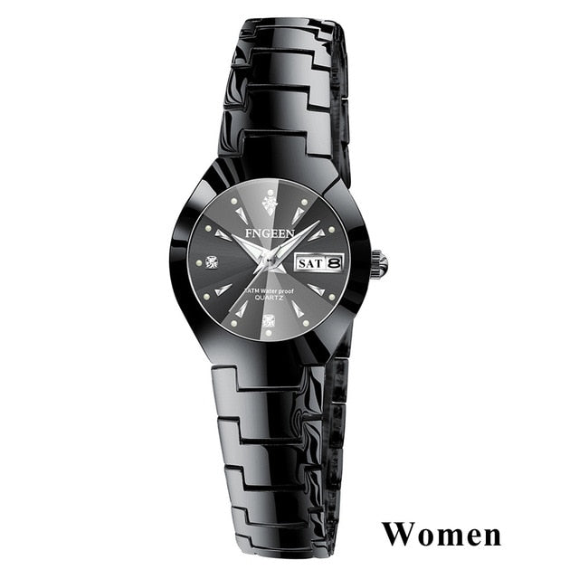 Couple Watches for Lovers Quartz Wristwatch Fashion Business Men Watch for Women Watches Tungsten Steel Coffee Gold Pair Hour