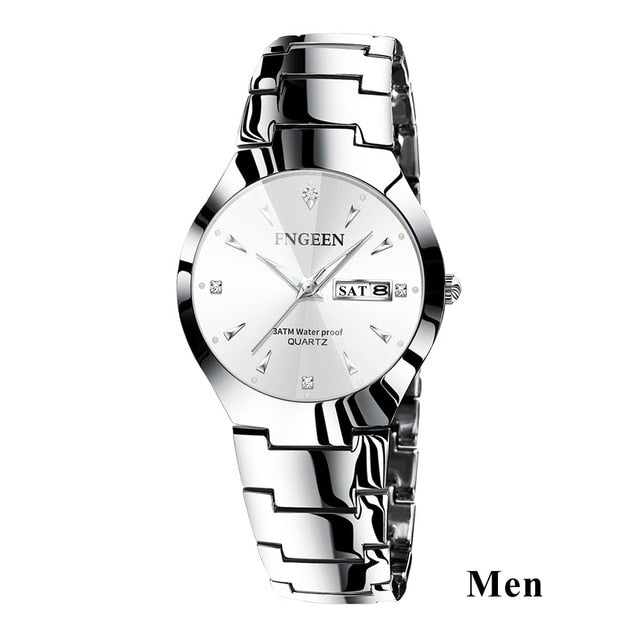 Couple Watches for Lovers Quartz Wristwatch Fashion Business Men Watch for Women Watches Tungsten Steel Coffee Gold Pair Hour