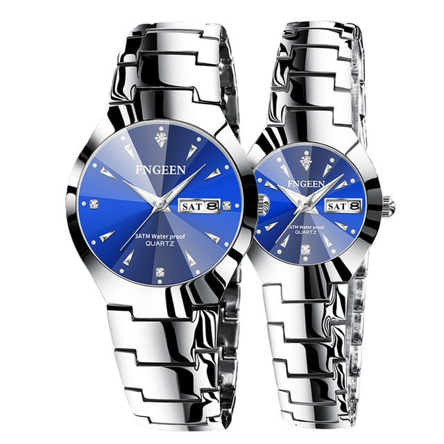 Couple Watches for Lovers Quartz Wristwatch Fashion Business Men Watch for Women Watches Tungsten Steel Coffee Gold Pair Hour