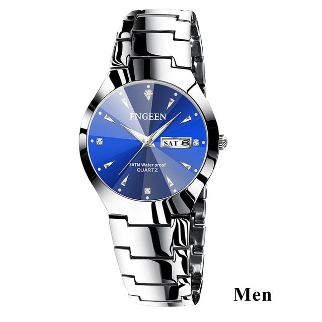 Couple Watches for Lovers Quartz Wristwatch Fashion Business Men Watch for Women Watches Tungsten Steel Coffee Gold Pair Hour