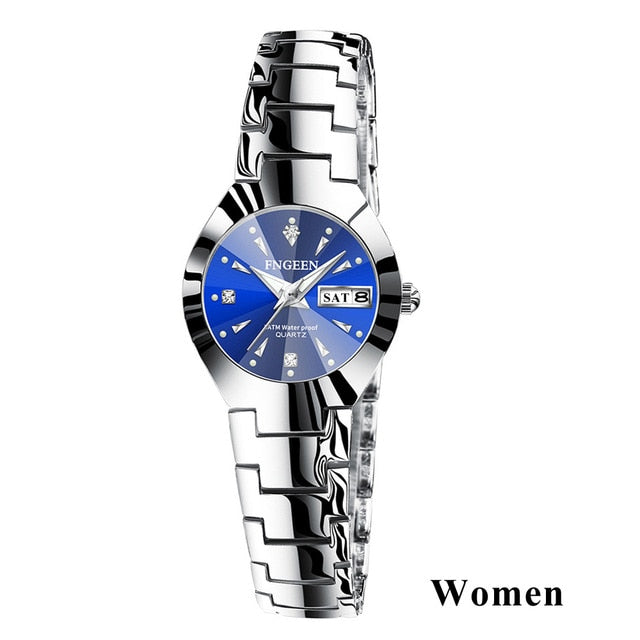 Couple Watches for Lovers Quartz Wristwatch Fashion Business Men Watch for Women Watches Tungsten Steel Coffee Gold Pair Hour