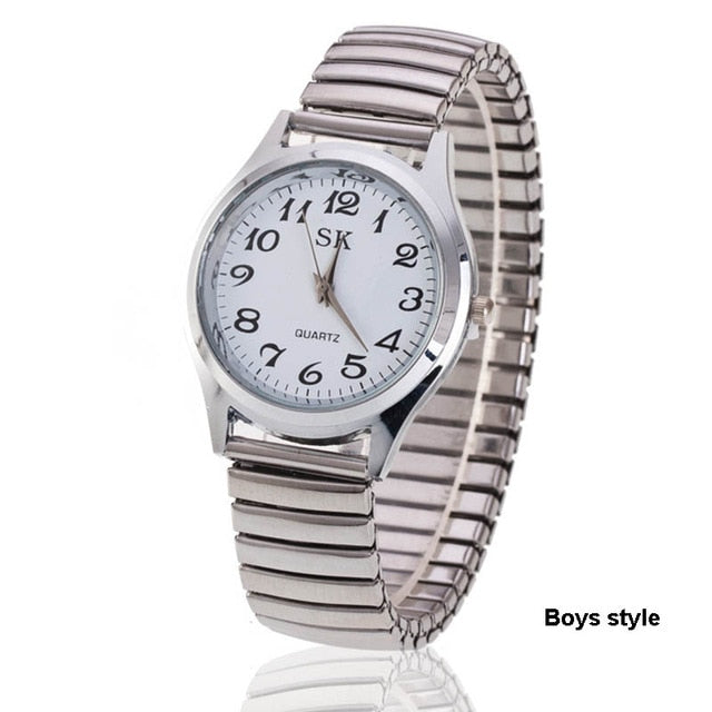 Men Women Fashion Wristwatches Couple Flexible Stretch Band Quartz Watches Man and Ladies Dress Clock Simple Casual Watches