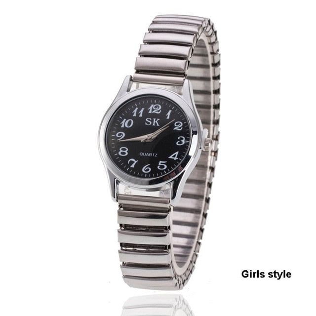 Men Women Fashion Wristwatches Couple Flexible Stretch Band Quartz Watches Man and Ladies Dress Clock Simple Casual Watches