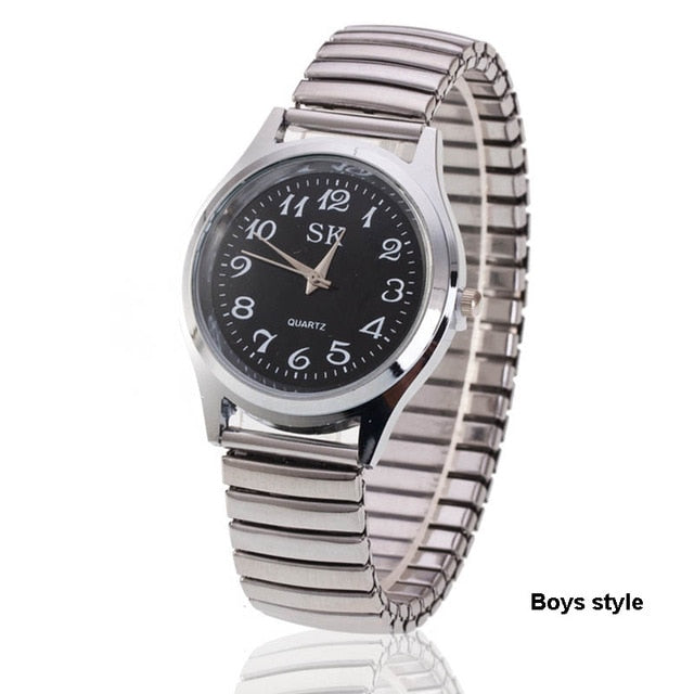 Men Women Fashion Wristwatches Couple Flexible Stretch Band Quartz Watches Man and Ladies Dress Clock Simple Casual Watches