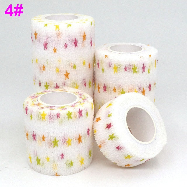 1 pcs Printed Medical Self Adhesive Elastic Bandage 4.5m Colorful Sports Wrap Tape for Finger Joint Knee First Aid Kit Pet Tape