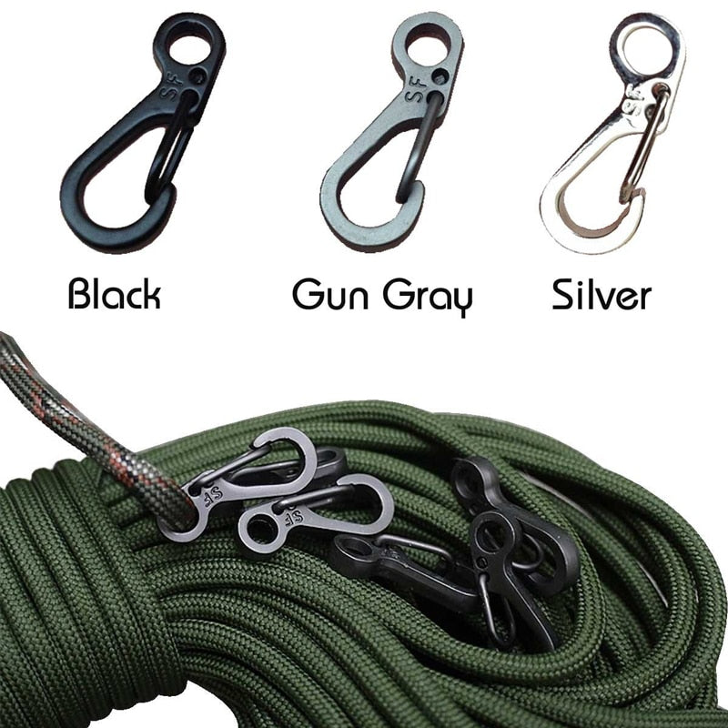 10Pcs/lot Mini Carabiner Camping EDC Survival Climbing SF Spring Backpack Clasps Keychain Paracord Tactical Gear Hooks Key Chain