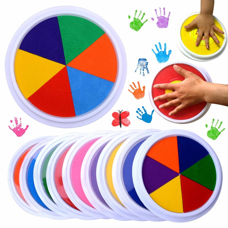 Funny 6 Colors Ink Pad Stamp DIY Finger Painting Craft Cardmaking Large Round For Kids Education Drawing Toys Interactive toys