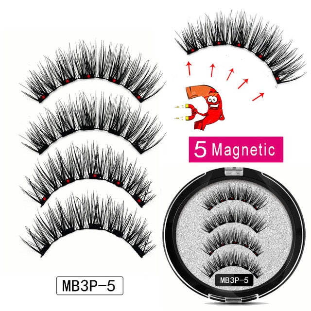 MB Magnetic Eyelashes with 5 Magnets Handmade Reusable 3D Mink False Eyelashes for Makeup faux cils magnetique naturel Tweezers