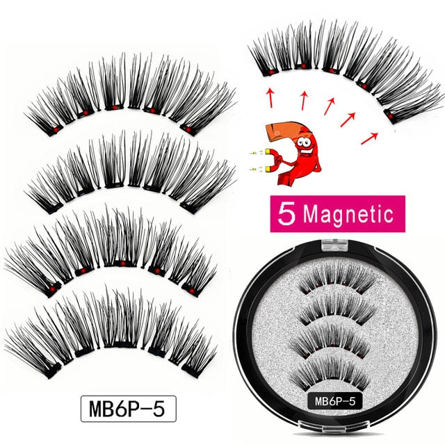 MB Magnetic Eyelashes with 5 Magnets Handmade Reusable 3D Mink False Eyelashes for Makeup faux cils magnetique naturel Tweezers