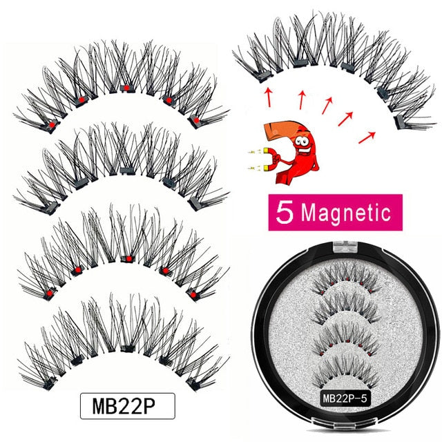 MB Magnetic Eyelashes with 5 Magnets Handmade Reusable 3D Mink False Eyelashes for Makeup faux cils magnetique naturel Tweezers