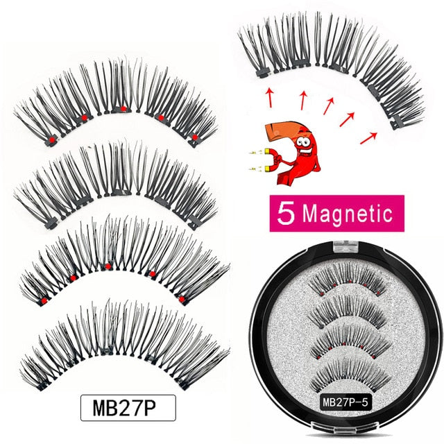 MB Magnetic Eyelashes with 5 Magnets Handmade Reusable 3D Mink False Eyelashes for Makeup faux cils magnetique naturel Tweezers