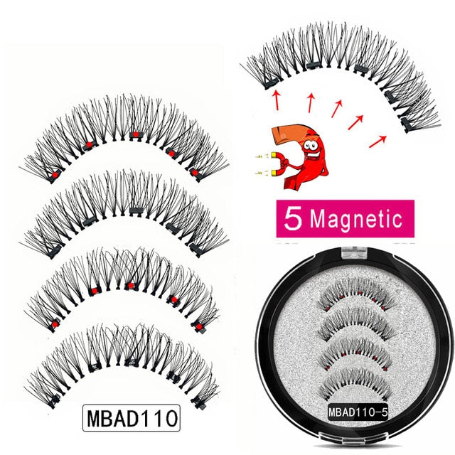 MB Magnetic Eyelashes with 5 Magnets Handmade Reusable 3D Mink False Eyelashes for Makeup faux cils magnetique naturel Tweezers