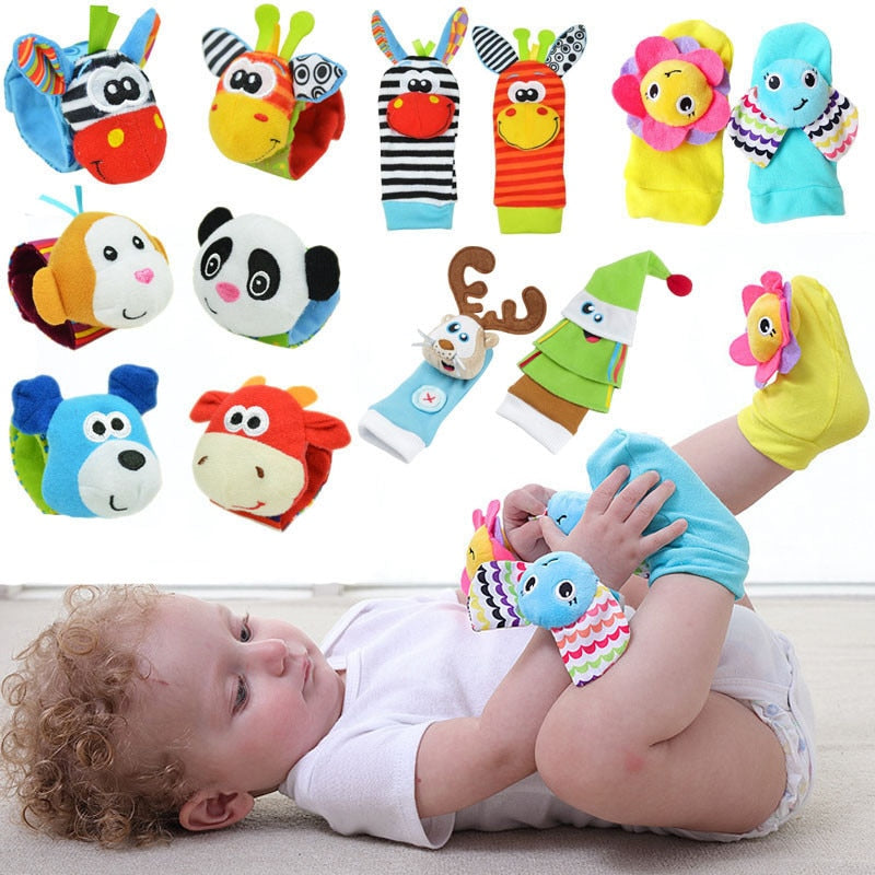 Infant baby toys bebe rattles/socks 2 pcs/set can make sound cute toy for baby boy toys kids toy Hanging  Early Learning Educate