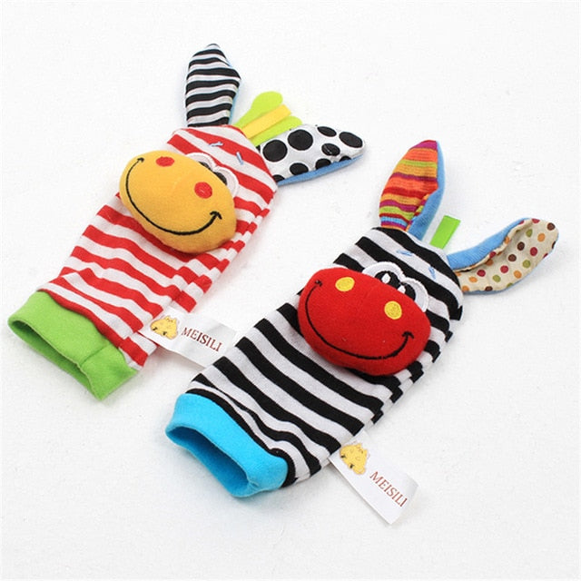 Infant baby toys bebe rattles/socks 2 pcs/set can make sound cute toy for baby boy toys kids toy Hanging  Early Learning Educate