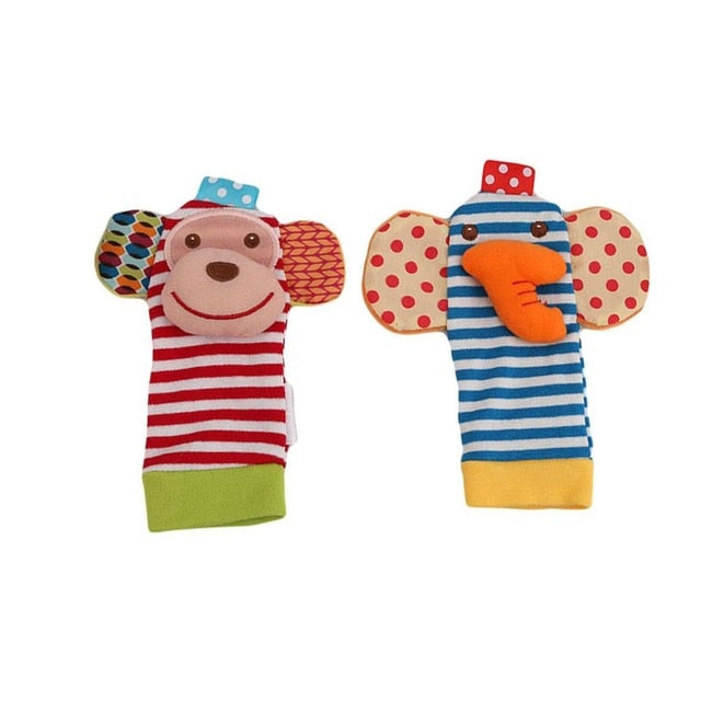 Infant baby toys bebe rattles/socks 2 pcs/set can make sound cute toy for baby boy toys kids toy Hanging  Early Learning Educate