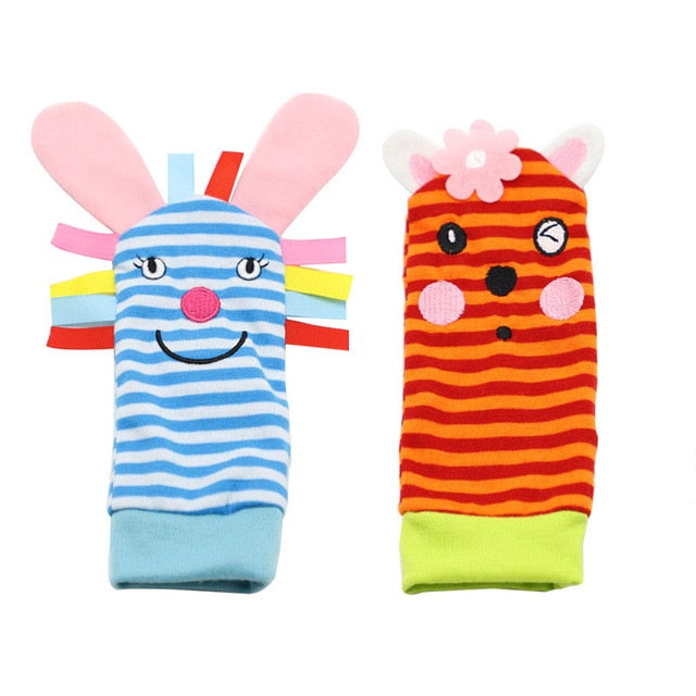 Infant baby toys bebe rattles/socks 2 pcs/set can make sound cute toy for baby boy toys kids toy Hanging  Early Learning Educate