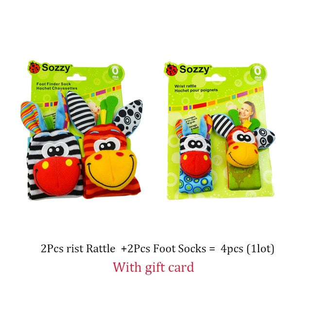 Infant baby toys bebe rattles/socks 2 pcs/set can make sound cute toy for baby boy toys kids toy Hanging  Early Learning Educate