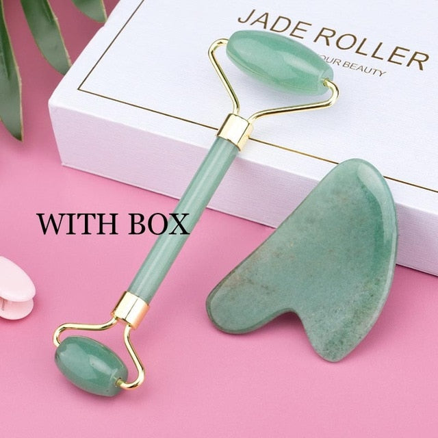 Face Massage Jade Roller Rose Quartz Natural Stone Crystal Slimmer Lift Wrinkle Double Chin Remover Beauty Care Slimming Tools