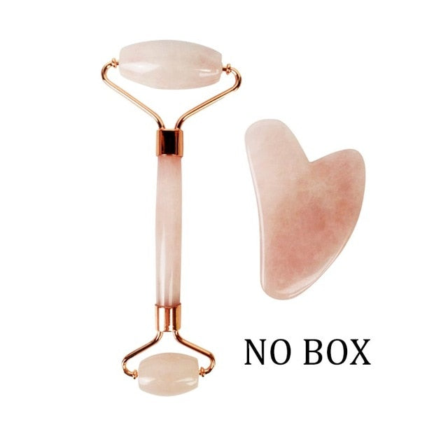 Face Massage Jade Roller Rose Quartz Natural Stone Crystal Slimmer Lift Wrinkle Double Chin Remover Beauty Care Slimming Tools