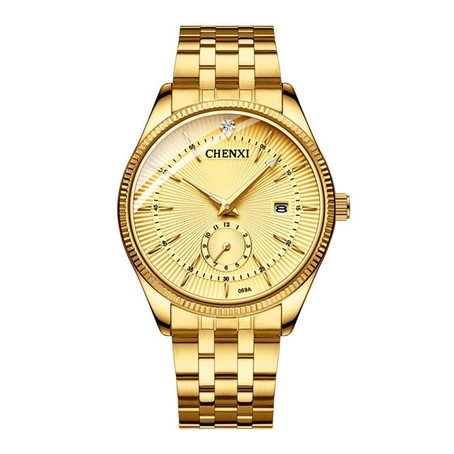 CHENXI Gold Wrist Watch Men Watches Lady Top Brand Luxury Quartz Wristwatch For Lover's Fashion Dress Clock Relogio Masculino