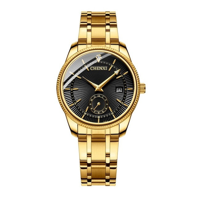 CHENXI Gold Wrist Watch Men Watches Lady Top Brand Luxury Quartz Wristwatch For Lover's Fashion Dress Clock Relogio Masculino