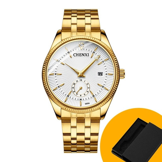 CHENXI Gold Wrist Watch Men Watches Lady Top Brand Luxury Quartz Wristwatch For Lover's Fashion Dress Clock Relogio Masculino