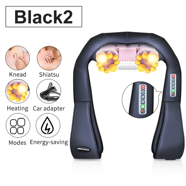 (with Gift Box) JinKaiRui U Shape Electrical Shiatsu Back Neck Shoulder Body Massager Infrared Heated Kneading Car/Home Massager