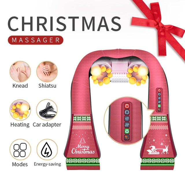 (with Gift Box) JinKaiRui U Shape Electrical Shiatsu Back Neck Shoulder Body Massager Infrared Heated Kneading Car/Home Massager