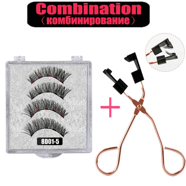 LEKOFO 8D 2 Pairs Magnetic Eyelashes 5 Magne Set Mink Eyelashes Thick faux cils magnetique Natural False Lashes+Tweezers