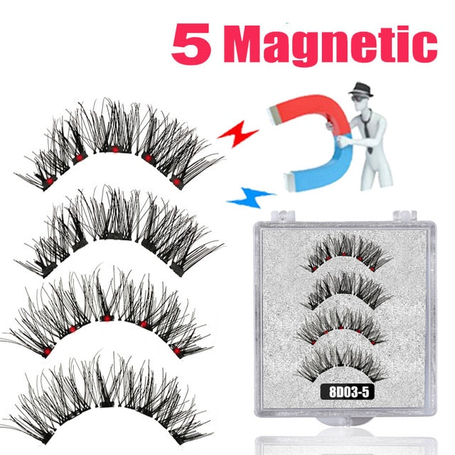 LEKOFO 8D 2 Pairs Magnetic Eyelashes 5 Magne Set Mink Eyelashes Thick faux cils magnetique Natural False Lashes+Tweezers