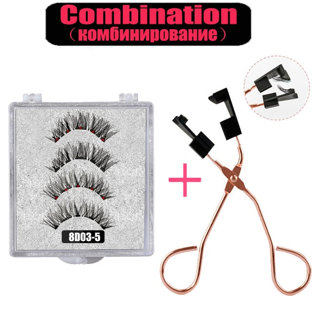 LEKOFO 8D 2 Pairs Magnetic Eyelashes 5 Magne Set Mink Eyelashes Thick faux cils magnetique Natural False Lashes+Tweezers