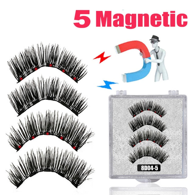 LEKOFO 8D 2 Pairs Magnetic Eyelashes 5 Magne Set Mink Eyelashes Thick faux cils magnetique Natural False Lashes+Tweezers