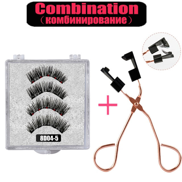 LEKOFO 8D 2 Pairs Magnetic Eyelashes 5 Magne Set Mink Eyelashes Thick faux cils magnetique Natural False Lashes+Tweezers