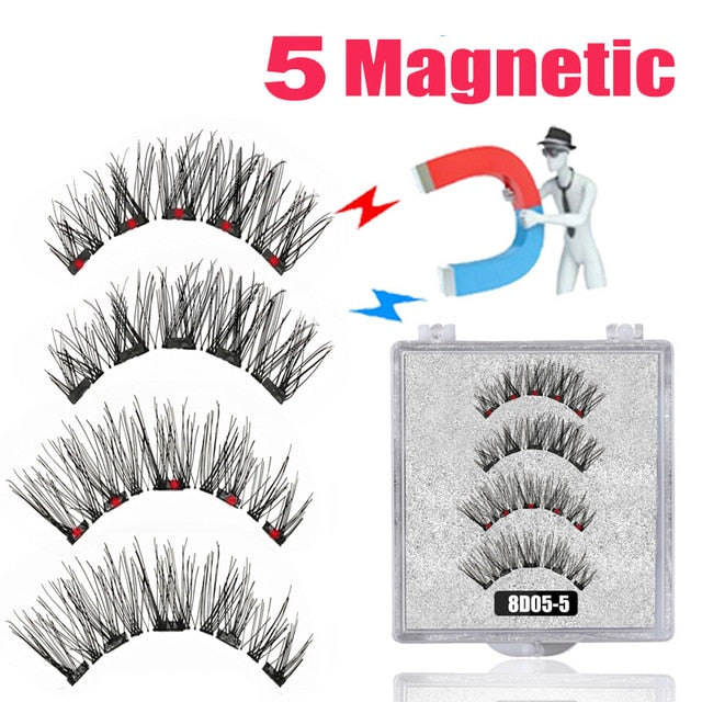 LEKOFO 8D 2 Pairs Magnetic Eyelashes 5 Magne Set Mink Eyelashes Thick faux cils magnetique Natural False Lashes+Tweezers