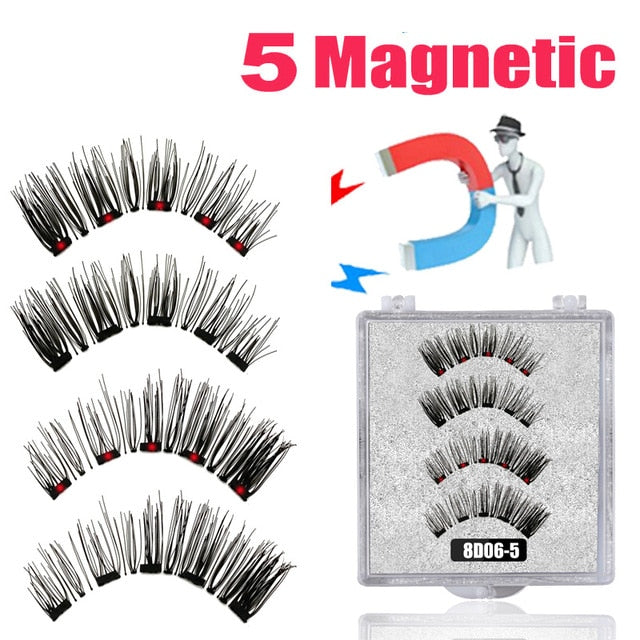 LEKOFO 8D 2 Pairs Magnetic Eyelashes 5 Magne Set Mink Eyelashes Thick faux cils magnetique Natural False Lashes+Tweezers