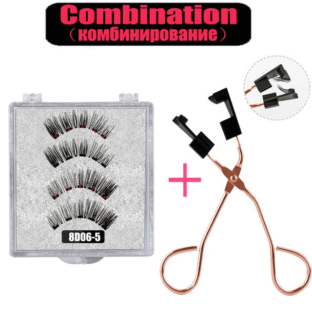 LEKOFO 8D 2 Pairs Magnetic Eyelashes 5 Magne Set Mink Eyelashes Thick faux cils magnetique Natural False Lashes+Tweezers