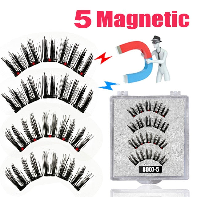 LEKOFO 8D 2 Pairs Magnetic Eyelashes 5 Magne Set Mink Eyelashes Thick faux cils magnetique Natural False Lashes+Tweezers