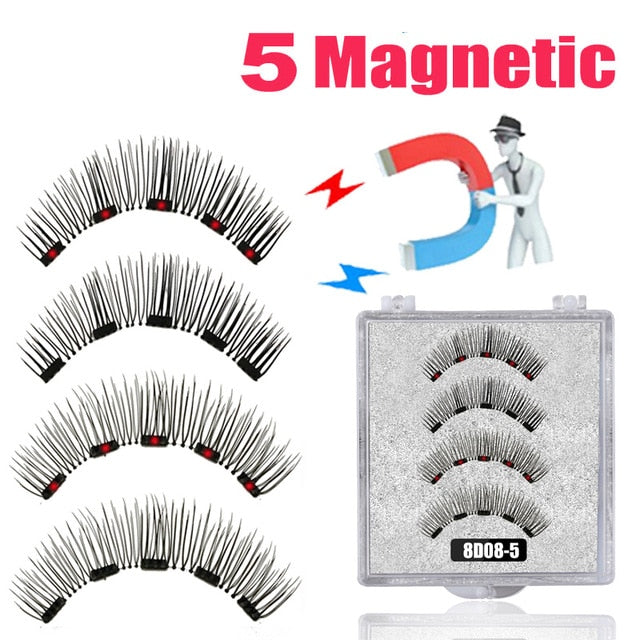 LEKOFO 8D 2 Pairs Magnetic Eyelashes 5 Magne Set Mink Eyelashes Thick faux cils magnetique Natural False Lashes+Tweezers