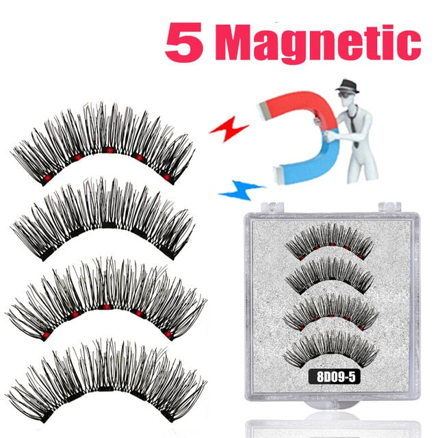 LEKOFO 8D 2 Pairs Magnetic Eyelashes 5 Magne Set Mink Eyelashes Thick faux cils magnetique Natural False Lashes+Tweezers