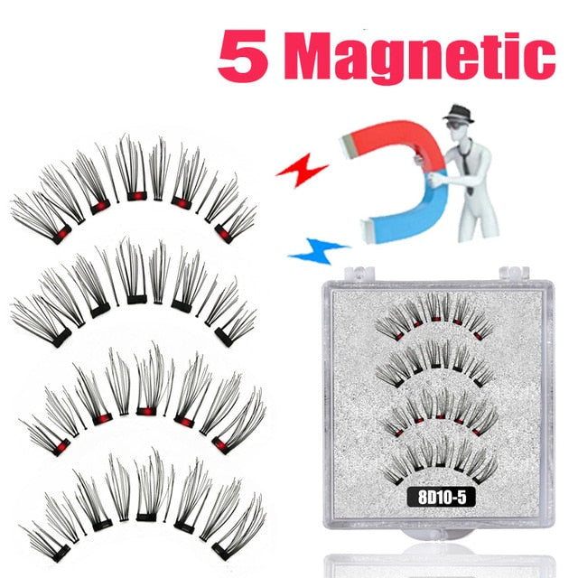 LEKOFO 8D 2 Pairs Magnetic Eyelashes 5 Magne Set Mink Eyelashes Thick faux cils magnetique Natural False Lashes+Tweezers