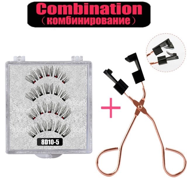 LEKOFO 8D 2 Pairs Magnetic Eyelashes 5 Magne Set Mink Eyelashes Thick faux cils magnetique Natural False Lashes+Tweezers