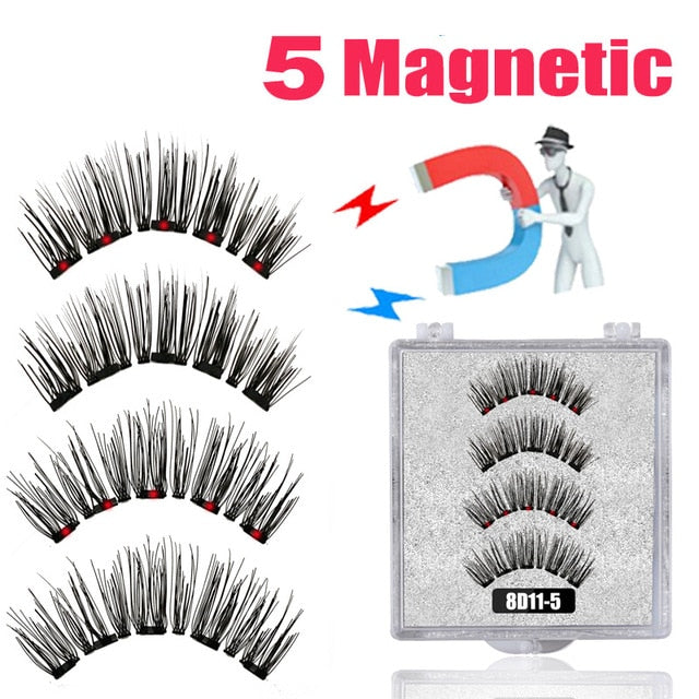 LEKOFO 8D 2 Pairs Magnetic Eyelashes 5 Magne Set Mink Eyelashes Thick faux cils magnetique Natural False Lashes+Tweezers