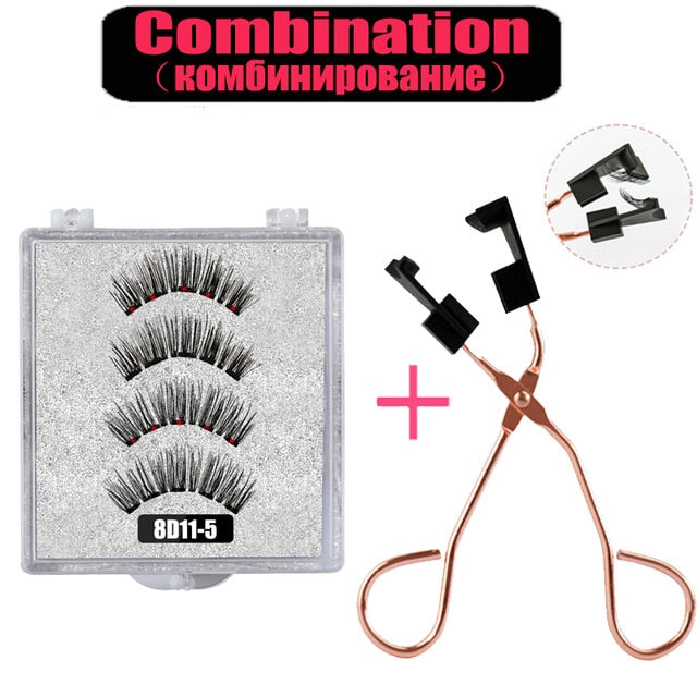 LEKOFO 8D 2 Pairs Magnetic Eyelashes 5 Magne Set Mink Eyelashes Thick faux cils magnetique Natural False Lashes+Tweezers