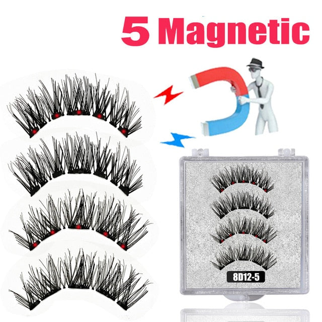 LEKOFO 8D 2 Pairs Magnetic Eyelashes 5 Magne Set Mink Eyelashes Thick faux cils magnetique Natural False Lashes+Tweezers