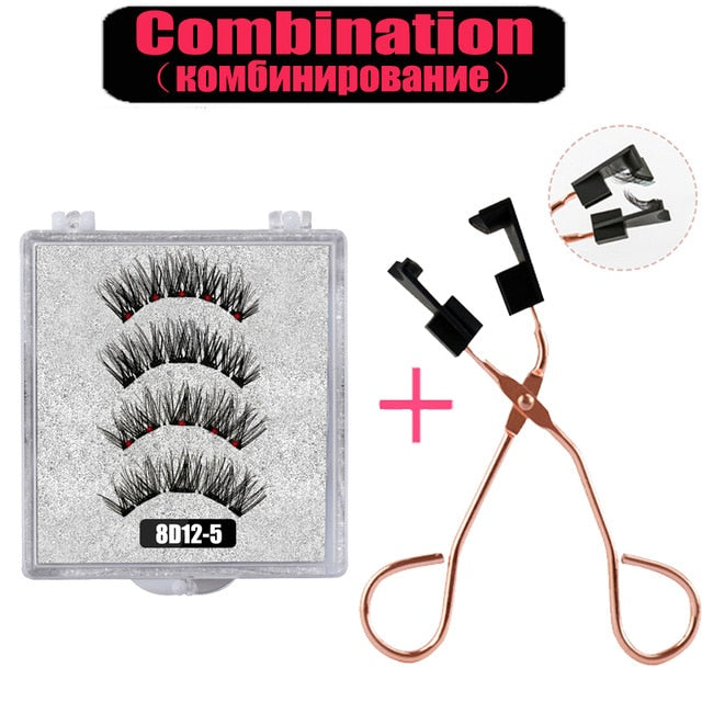 LEKOFO 8D 2 Pairs Magnetic Eyelashes 5 Magne Set Mink Eyelashes Thick faux cils magnetique Natural False Lashes+Tweezers