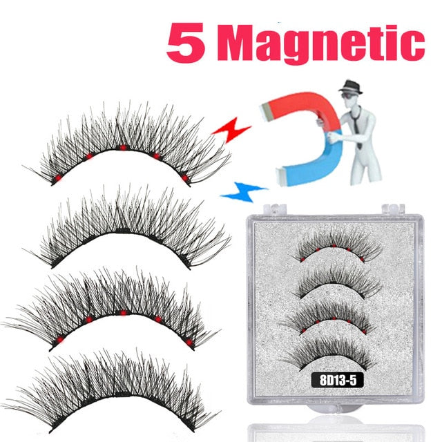 LEKOFO 8D 2 Pairs Magnetic Eyelashes 5 Magne Set Mink Eyelashes Thick faux cils magnetique Natural False Lashes+Tweezers