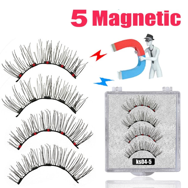 LEKOFO 8D 2 Pairs Magnetic Eyelashes 5 Magne Set Mink Eyelashes Thick faux cils magnetique Natural False Lashes+Tweezers