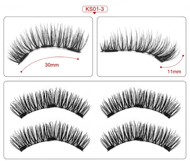 3D magnetic eyelashes With 3/4 Magnets handmade makeup Mink eyelashes extended false eyelashes Reusable false eyelashes Dropship